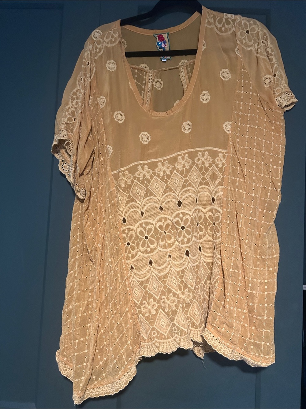 Johnny Was Cream Embroidered Lace Tunic
